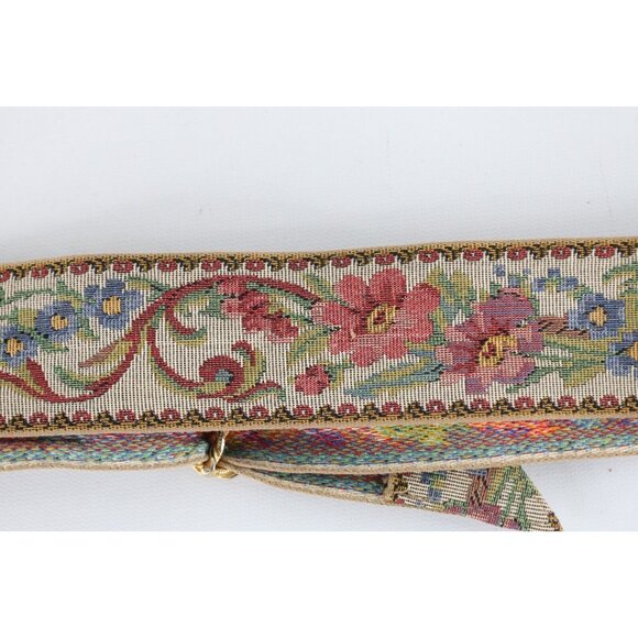 Vintage 60s 70s Mid Century Modern MCM Tapestry Needlepoint Flower Belt Band main image 2